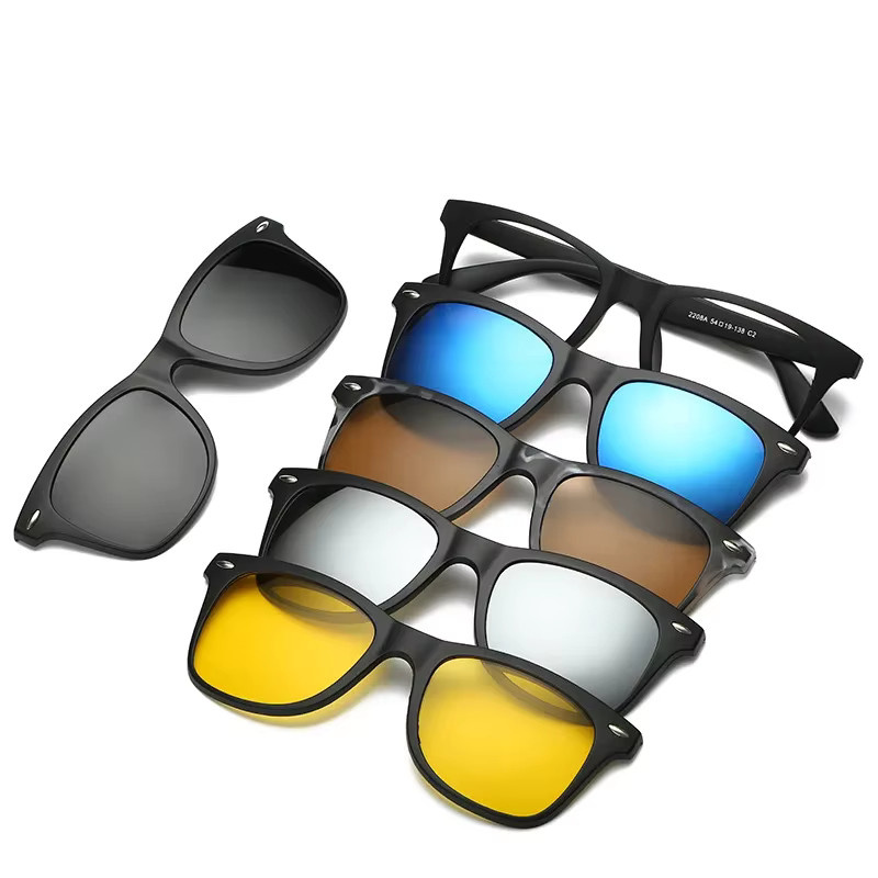 SHINU Sonnenbrille zum Anklipsen, Vollrand, rechteckig, Kunststoff, multicolour - Bild 2