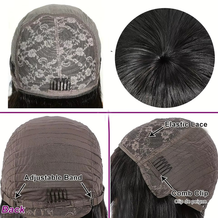 aircabin Perücke, 100 % Echthaar, Yaki-Glatt, Schwarz, Unisex - Bild 5