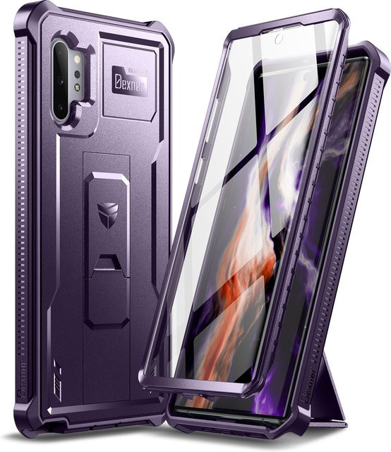 Samsung Galaxy Note10 Plus Schutzhülle mit militärischer Rüstung und integriertem Displayschutz in Blau und Lila - Bild 1