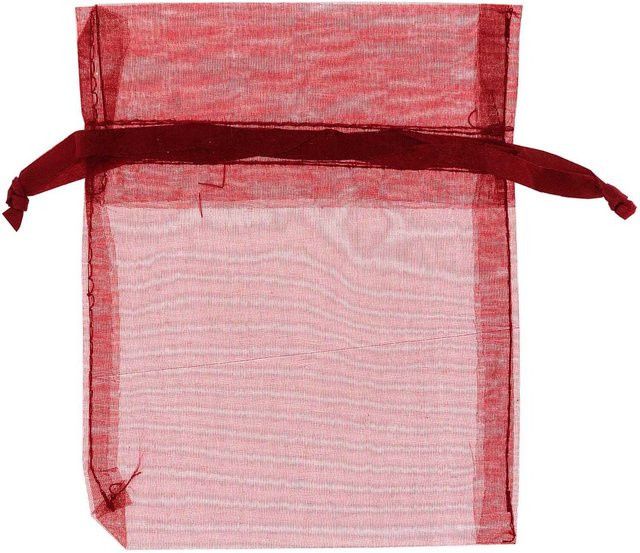 idee. Creativmarkt Organza Beutel in Bordeaux, 4 Stück, Breite: 12,5 cm, Höhe: 10 cm - Bild 1