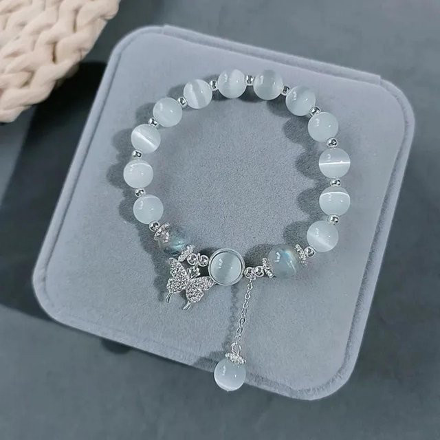 Ren Fashion Armband, Mondstein, Perle, Schmetterlings-Anhänger, gray, Damen - Bild 1