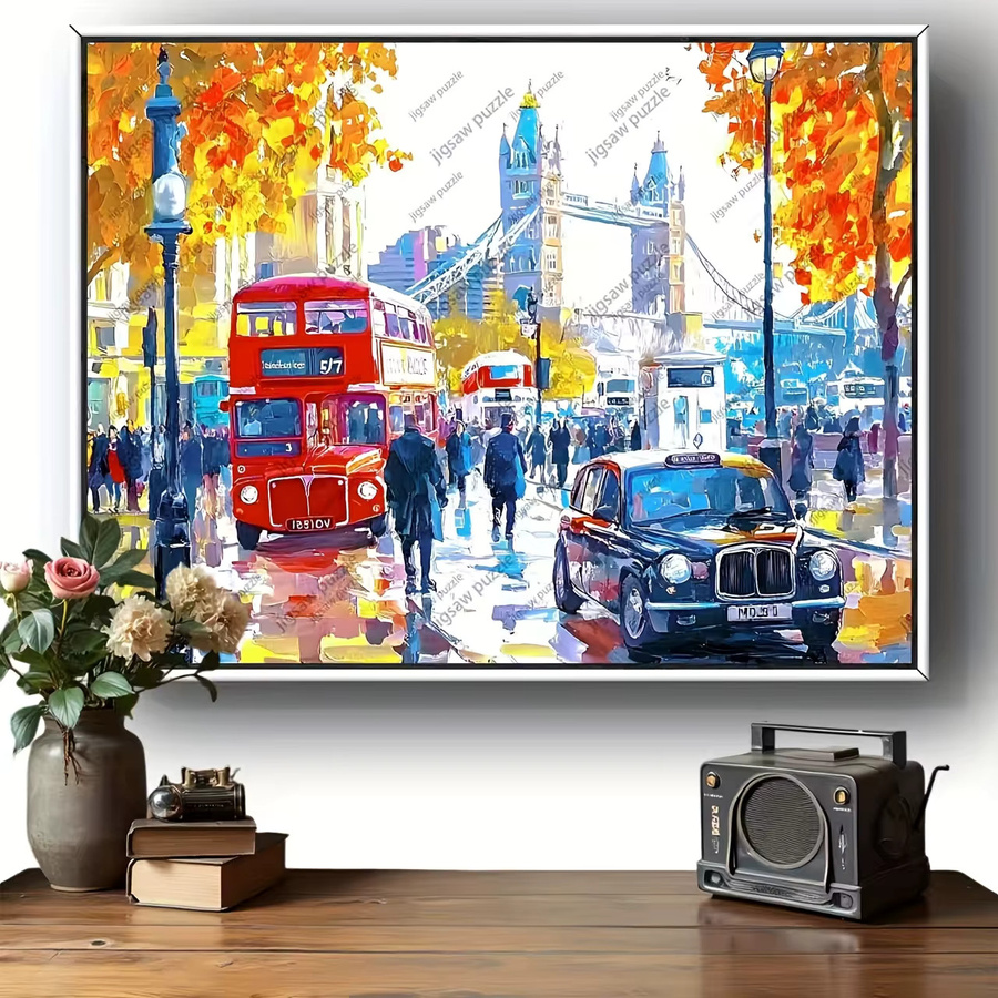 AZNM Puzzle, Londoner Straßenszene mit Big Ben und rotem Bus, 1000 Teile - Bild 4