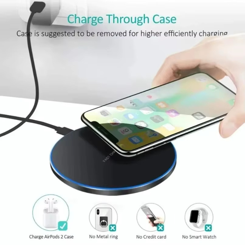VIKEFON 15W Kabelloses Ladegerät für iPhone, Samsung, Xiaomi und Huawei in Schwarz - Bild 3