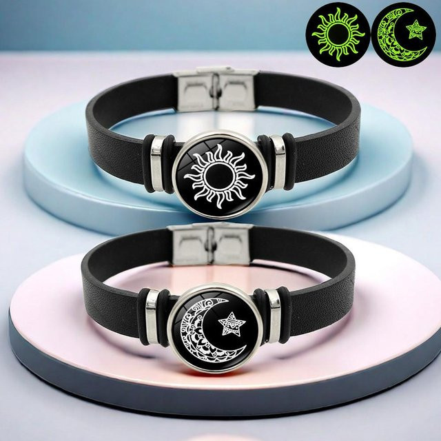 DHDH Armbänder, Sonne Mond, geflochten, Silber, Messing, Unisex - Bild 1