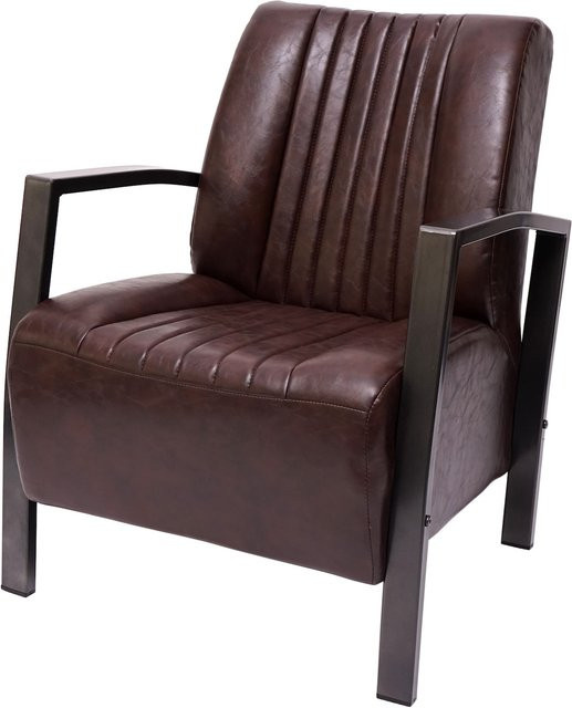 MCW Loungesessel MCW-H10 Relaxsessel im Industriedesign mit Metallrahmen und Kunstleder in Braun - Bild 1