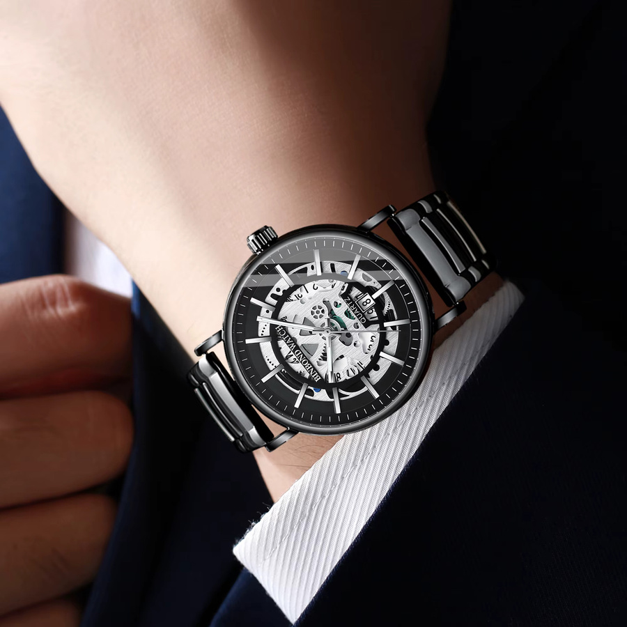 BINBOND Armbanduhr, Quarz, Edelstahl, Schwarz, Herren - Bild 4