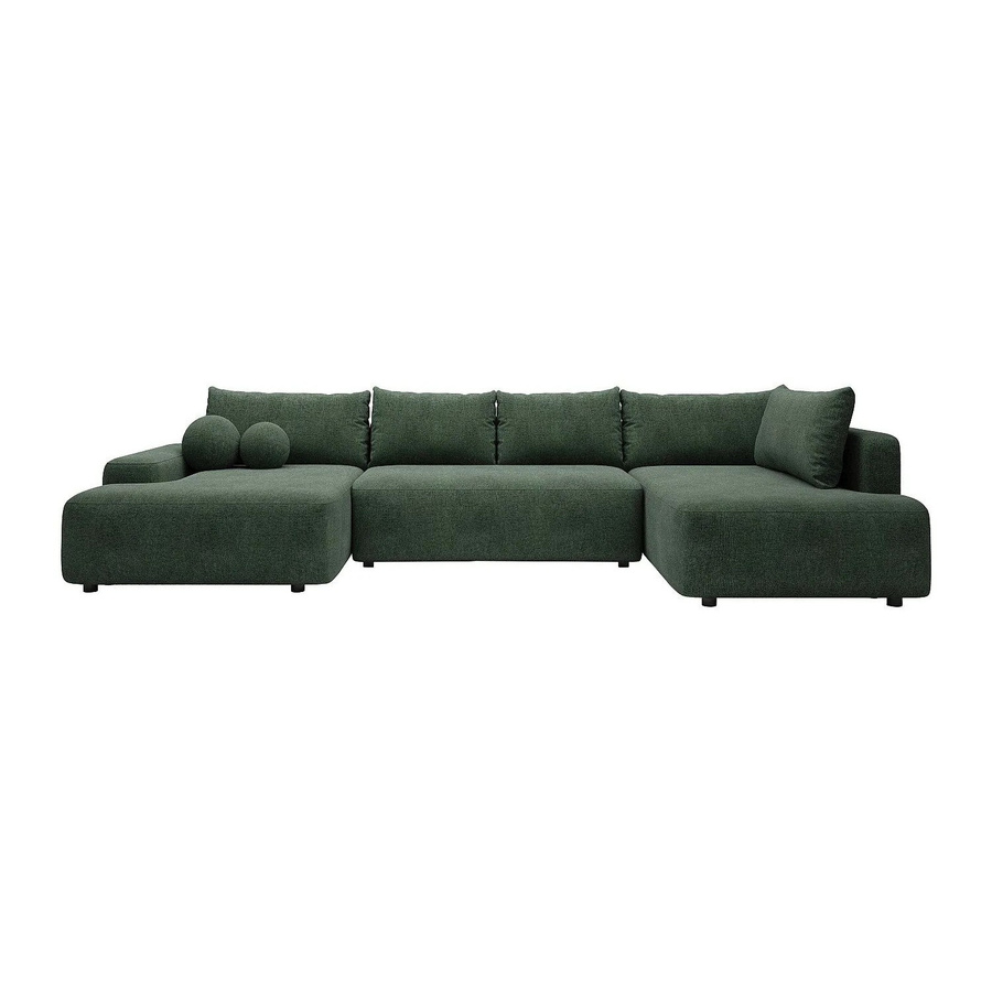 Vente-unique Schlafsofa Daviso in Tannengrün mit L-Form und Schlaffunktion, Breite: 360 cm - Bild 2