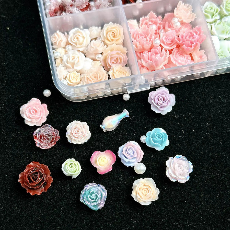 HotPress Nail Charms 3D Mixed Resin Rose Flower, Glänzend - Bild 4