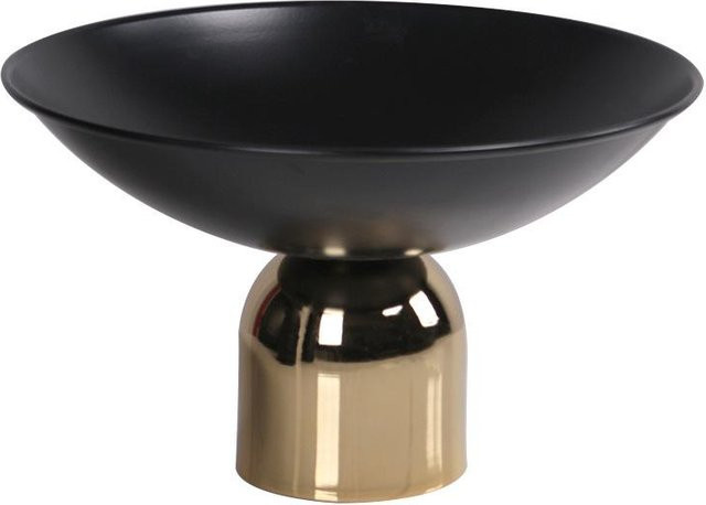 Runder Obstteller aus Metall in Schwarz-Gold für dein Wohnzimmer, Durchmesser: 30,0 cm, Höhe: 22,0 cm - Bild 1