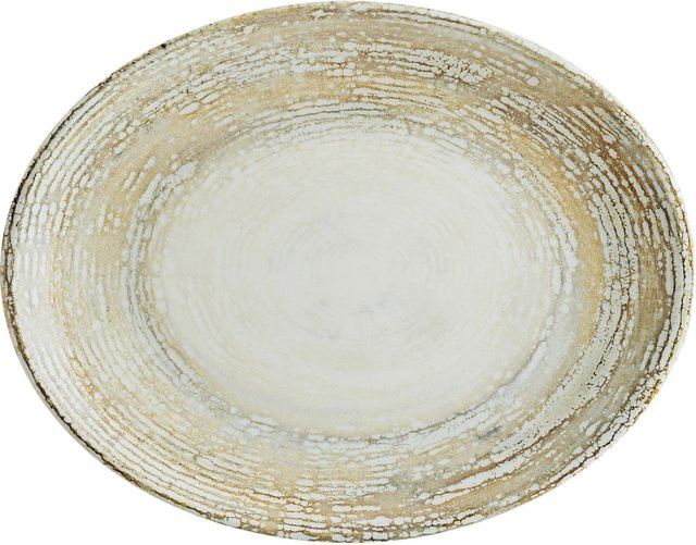 Bonna Patera Servierplatte oval aus Porzellan, weiß/beige, Länge: 25 cm, Breite: 19 cm, 12 Stück Packung - Bild 1