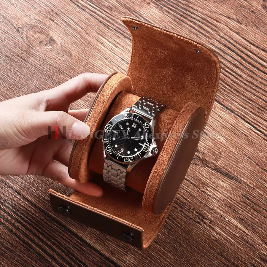 langley Uhrenrolle, PU-Leder, 3 Fächer, Edelstahl, Schwarz, Unisex - Bild 1
