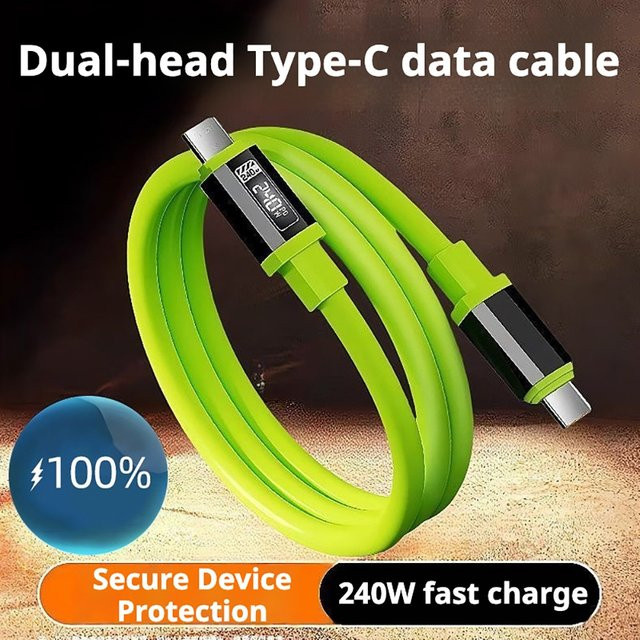 240W Typ-C zu Typ-C Superschnellladekabel in Grün für iPhone, Xiaomi, Huawei und Samsung - Bild 1