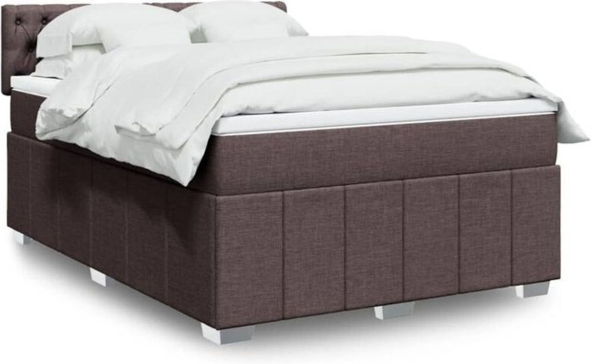 Vidaxl Boxspringbett mit Matratze aus Stoff in Braun, B/T/H: 140 x 200 cm - Bild 1