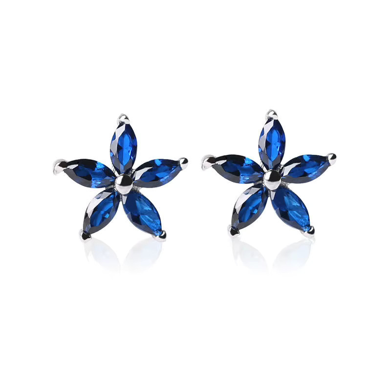 OBEAR Ohrstecker 925 Sterling Silber, Blaue Zirkon, Blumen, Damen - Bild 4
