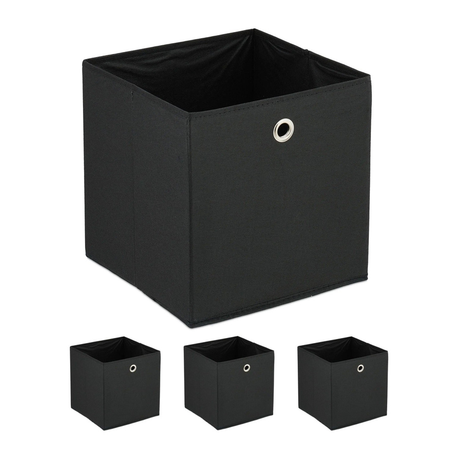 Relaxdays Aufbewahrungsbox 4er Set aus Pappe und Vlies in Schwarz, faltbar, B/T/H: 30 x 30 x 30 cm - Bild 2
