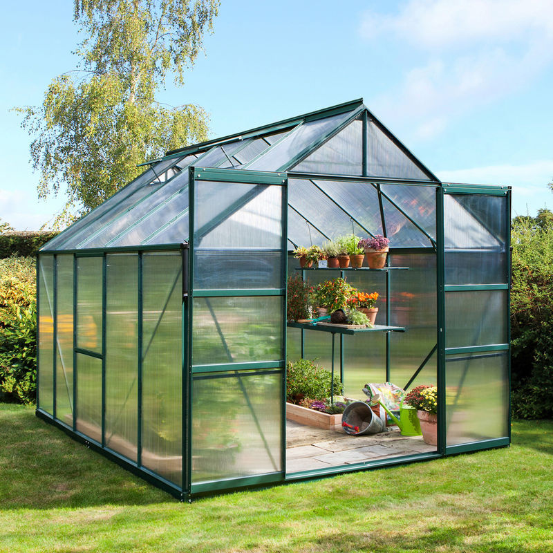 Vitavia Gewächshaus Meridian 8300 in Smaragdgrün mit Polycarbonat-Platten und Doppelschiebetür, 8,3 m² - Bild 3