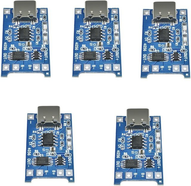 10er Set TP4056 Lithium-Batterie-Ladegerät Modul mit USB-C Anschluss und Schutzfunktion für 18650 Li-Ion Akkus in Blau - Bild 1