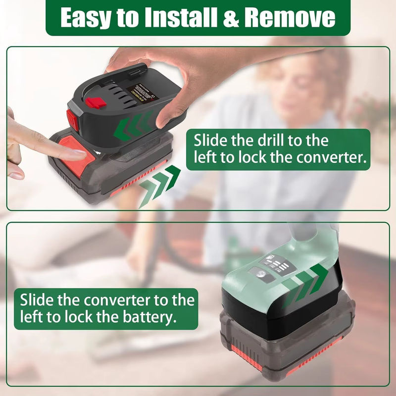 Batterieadapter XMSJ für Einhell 18V Li-Ionen-Akkus, Konverter für Bosch 18V PBA Akkus zur Nutzung mit Elektrowerkzeugen und Bohrmaschinen, Farbe: Schwarz - Bild 3