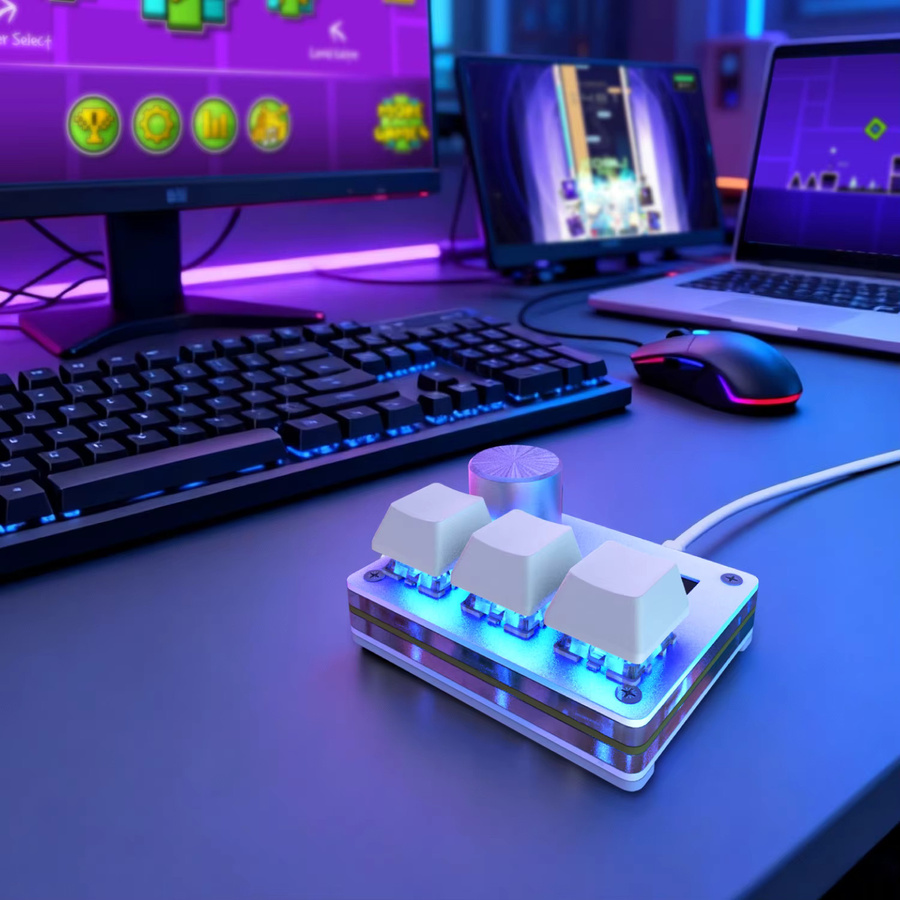 Sayodevice O3C Gaming Tastatur mit Hall-Effekt Magnetischen Schaltern und RGB-Beleuchtung für Rhythmusspiele in Silber oder Weiß - Bild 5