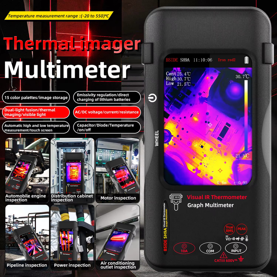 BSIDE Dual-Light-Fusion Wärmebildkamera Multimeter mit 3,98-Zoll-Touchscreen und 320 x 428 Auflösung in Schwarz - Bild 5