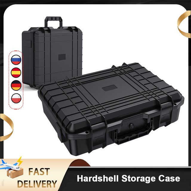 ELOOLE Wasserdichte Hartschalen-Tragetasche in Schwarz mit vorgeschnittenem Schaumstoff als stoßfeste Werkzeugkasten-Aufbewahrungsbox - Bild 1