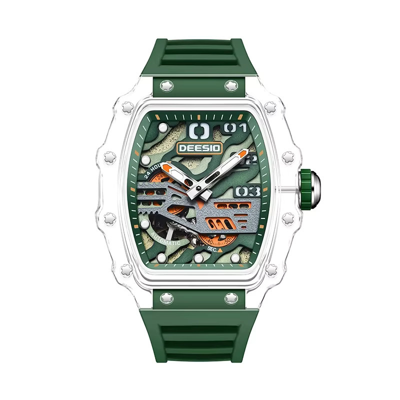 Deesio Herrenuhr GMT, Automatik, Kohlefaser, Saphirglas, Silber - Bild 6