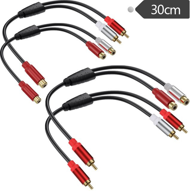 BSN RCA-Audiokabel Y-Splitter-Adapter mit 1 Buchse auf 2 Stecker, vergoldet, Farbe: Gold, Länge: 0,3 m - Bild 1