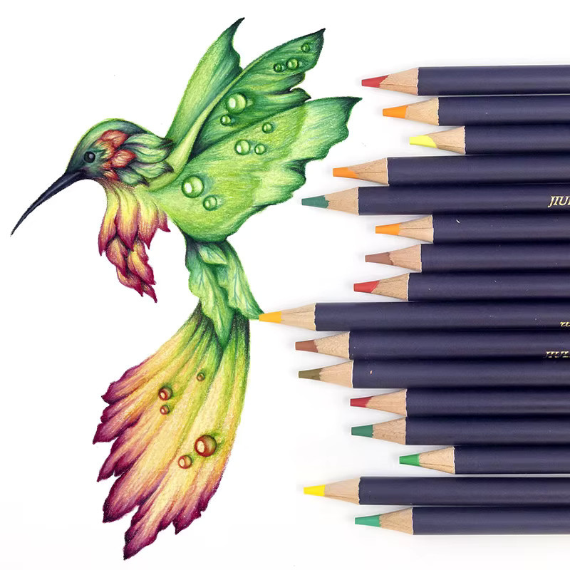 NYONI Aquarell-Buntstifte auf Ölbasis mit 72 Farben in einer Eisenbox und verdicktem 3,7-mm-Minenkern für Anfänger und Studenten, Mehrfarbig - Bild 4