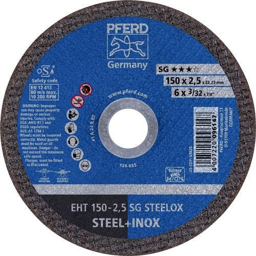 PFERD Trennscheibe SG STEELOX EHT für Stahl und Edelstahl, Blau, Durchmesser: 150 mm, Breite: 2,5 mm, Bohrung: 22,23 mm - Bild 1