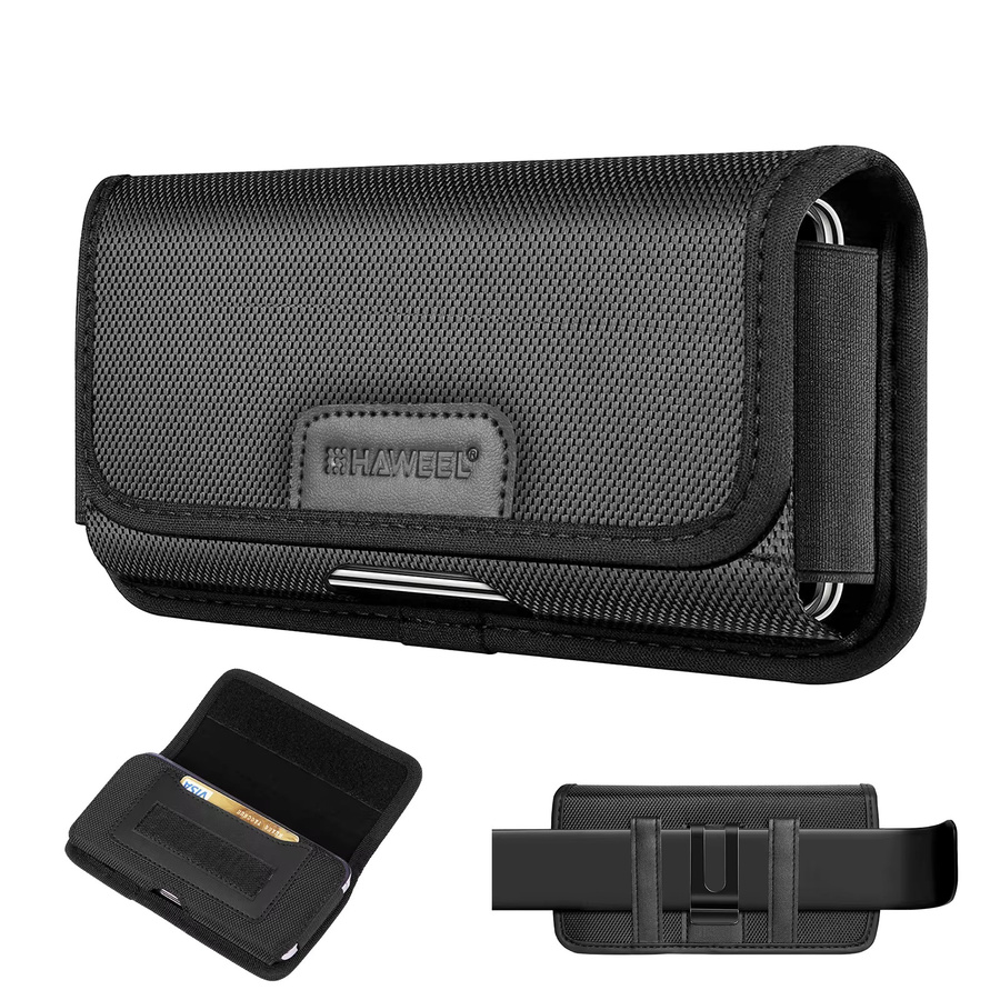 HAWEEL Handy-Hüfttasche in Schwarz, Nylon-Handy-Holster-Hülle mit Gürtelclip für Smartphones von 4,7 bis 6,8 Zoll, passend für iPhone und Samsung - Bild 6