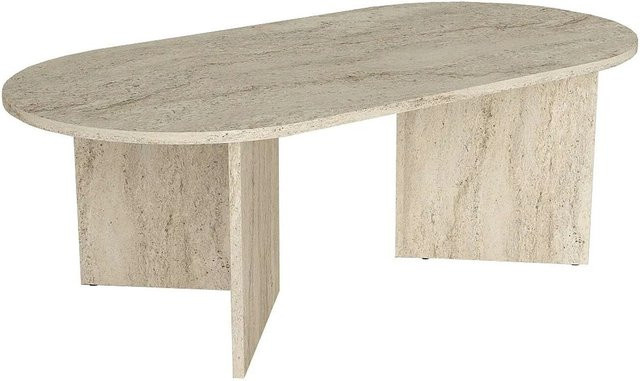 Vente-unique Couchtisch Topania in Beige mit ovaler Form, B/T/H: 120 x 60 x 39,6 x 15 cm - Bild 1