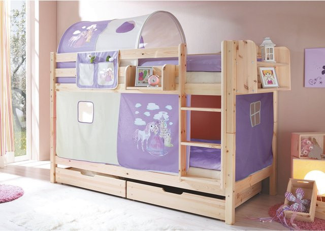 TiCAA Etagenbett Marcel aus Kiefer Natur für Kinder - Bild 1