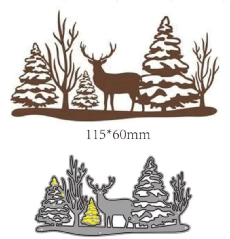 Metall Stanzform für Bastelarbeiten mit Motiven von Baum, Wald, Berg und Hirsch - Bild 4