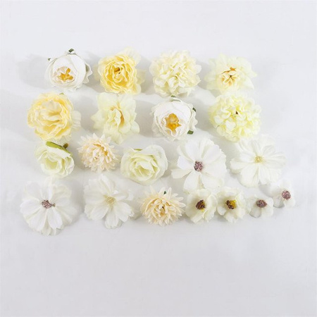 LChome Künstlicher Blütenkopf in Weiß für Wanddekoration, Hochzeitsblumen und DIY-Haarschmuck, 1 Beutel