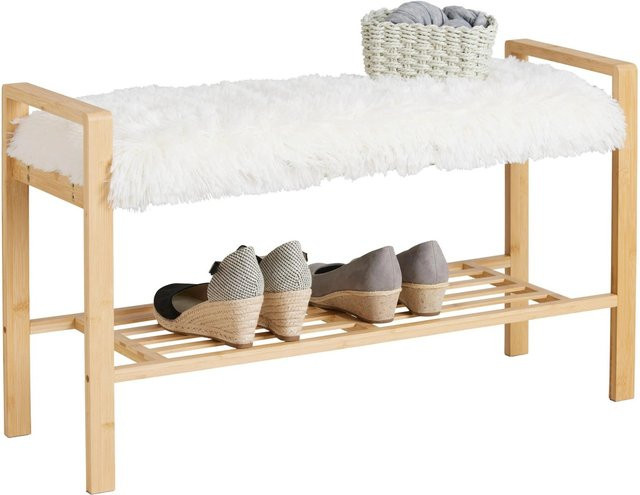Mömax Sitzbank Adua in Weiß und Naturfarben mit Stoffbezug, B/T/H: 100 x 30 x 30 cm - Bild 1