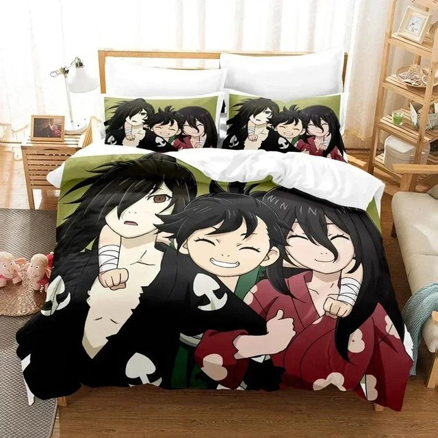 Anime Dororo Bettwäsche-Set mit 3D-Druck, Multicolor, bestehend aus Bettbezug und Kissenbezug, B/H: 70 x 133 cm - Bild 1