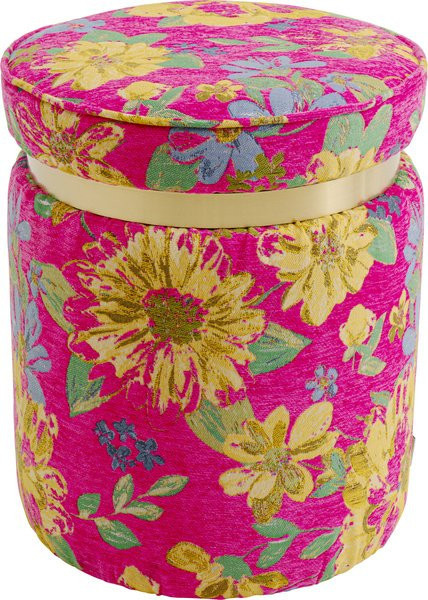 Hocker FLOWER FEVER von KARE DESIGN in Pink aus Jaquard-Stoff, B/T/H: 39 x 39 x 47 cm - Bild 1