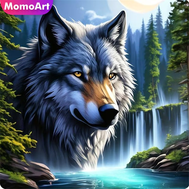 Momoart DIY-Diamantgemälde Wolf Motiv als Wanddekoration in Multicolour, B/H: 20 x 20 cm - Bild 1