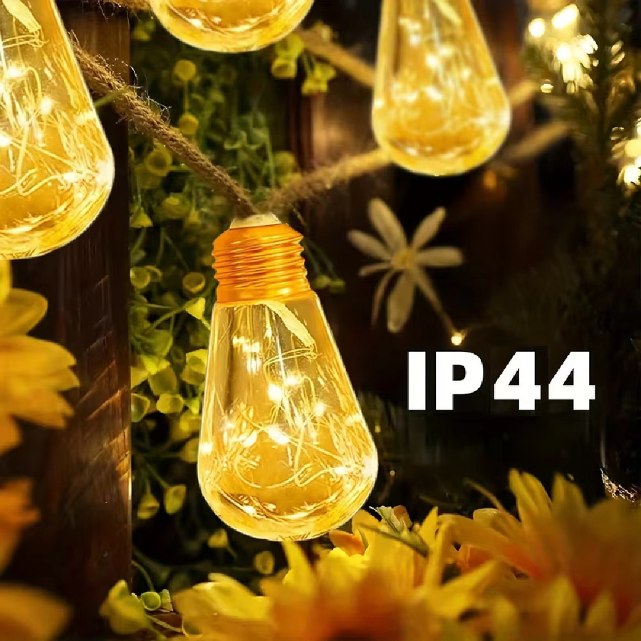 WELPUR Solarbetriebene S14 Außenlichterkette in Warmweiß für Garten und Party - Bild 3