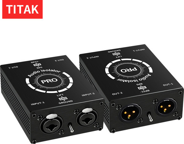 TITAK Multifunktionaler Dual-Channel 6.5 XLR Audio-Isolator Mixer mit Mikrofon-Erdungsschalter und Rauschfilter in Schwarz - Bild 1