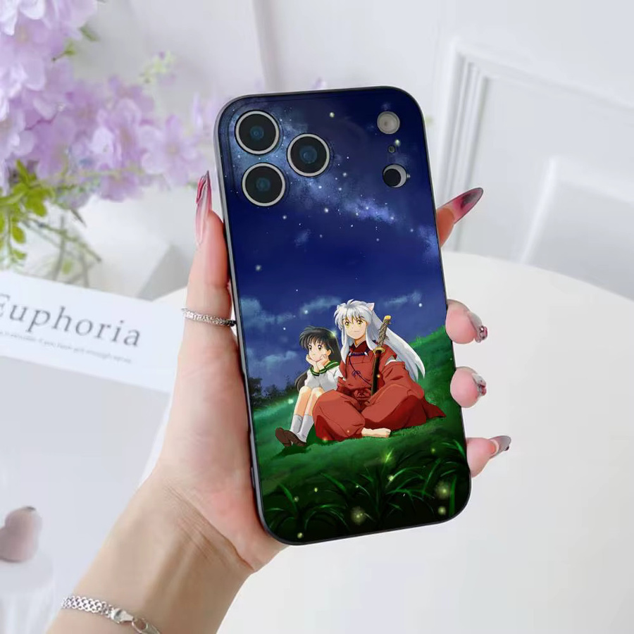 Inuyasha Handyhülle aus weichem Silikon für iPhone 17 16 15 14 13 12 11 Pro Max Plus Air Mini in Schwarz und Multicolour - Bild 2