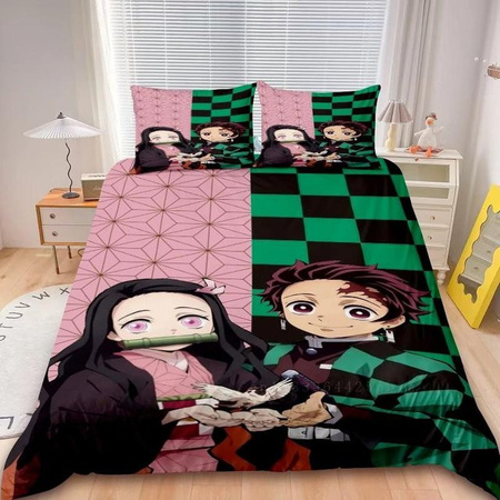 Bettwäscheset Demon Slayer mit Muichiro Tokito 3D Digitaldruck, Bettbezug und Kissenbezug, Multicolor, B/H: 140 x 210 cm