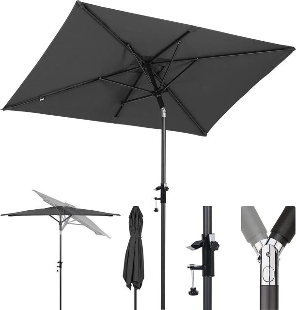 Sekey Balkonschirm Grau Anthrazit Rechteckiger Sonnenschirm mit UPF 50+ B/T: 200 x 125 cm - Bild 1