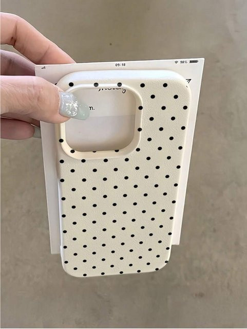 Weiße gepunktete TPU-Handyhülle mit vollständiger Abdeckung für Apple iPhone 16, 15, 14, 13, 12, 11 Pro Max - Bild 1