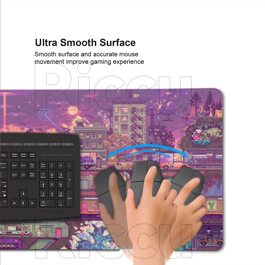 Riccu Anime Street Mauspad in Schwarz und Multicolour für Gaming und Schreibtisch - Bild 3