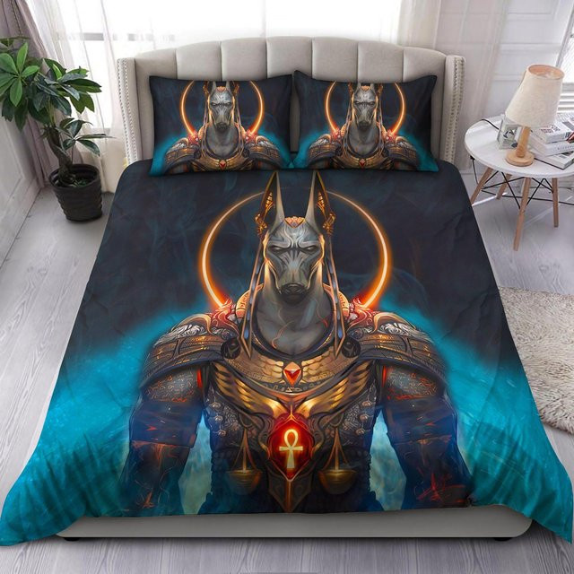 Bettwäsche Set Altes Ägypten Anubis mit Bettbezug und Kissenbezug, Boho Tribal Design, Multicolor, B/H: 135 x 200 cm - Bild 1