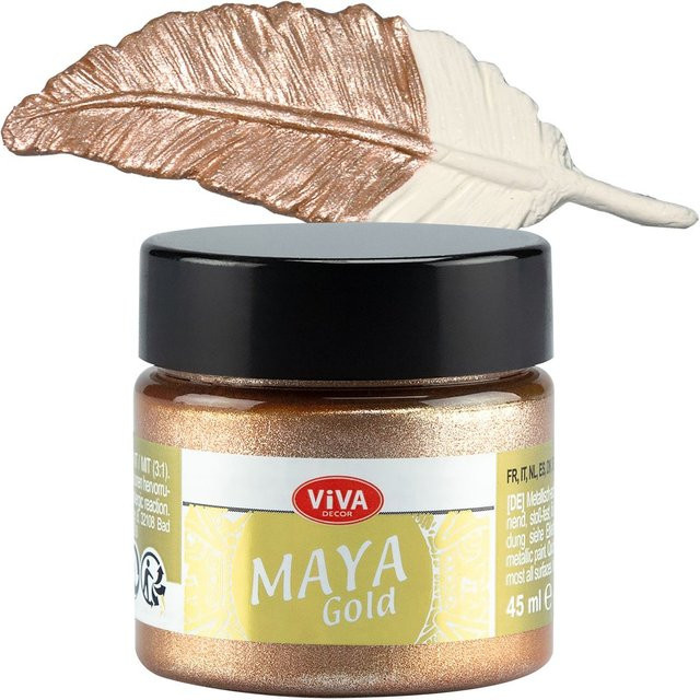 Viva Decor Maya Gold Effektfarbe in Gold und Beige, 45 ml, satin-glänzend - Bild 1