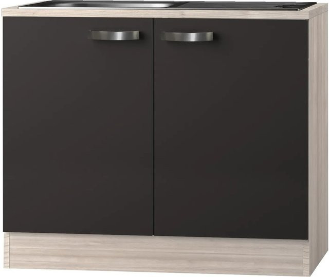 Optifit Küchen-Spülenunterschrank Faro220 in Anthrazit-Braun, B/T/H: 100 x 60 x 84,8 cm - Bild 1