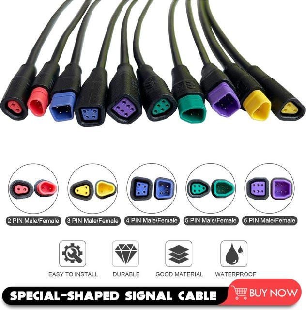Julet E-Bike Stecker Set Wasserdichte Signalleitung Männlich und Weiblich mit 2/3/4/5/6 Pin Optionen - Bild 1