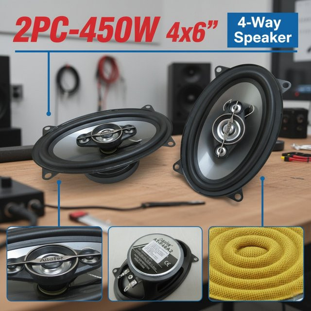 AiteFeir 4-Wege-Mehrkanal-Koaxiallautsprecher mit Hochtöner und Staubschutzgitter für Heim- und Auto-Subwoofer, Schwarz - Bild 1